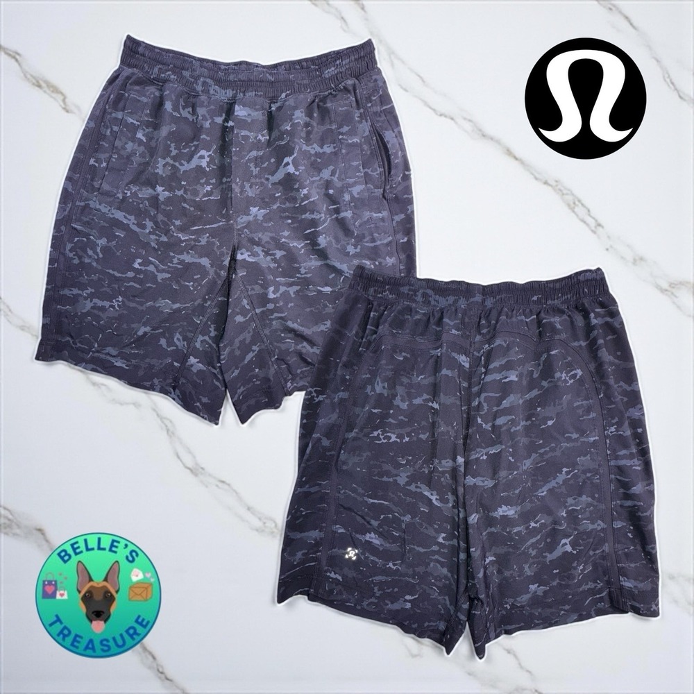 Lululemon Pace Breaker Shorts Mens Medium 9" Black Camo Athletic Lined‎ Running